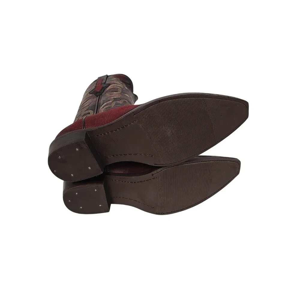 Dingo Men's DI 107 The Duke Snip Leather Pull On Western Boot Cherry Size 9D - Picture 6 of 6